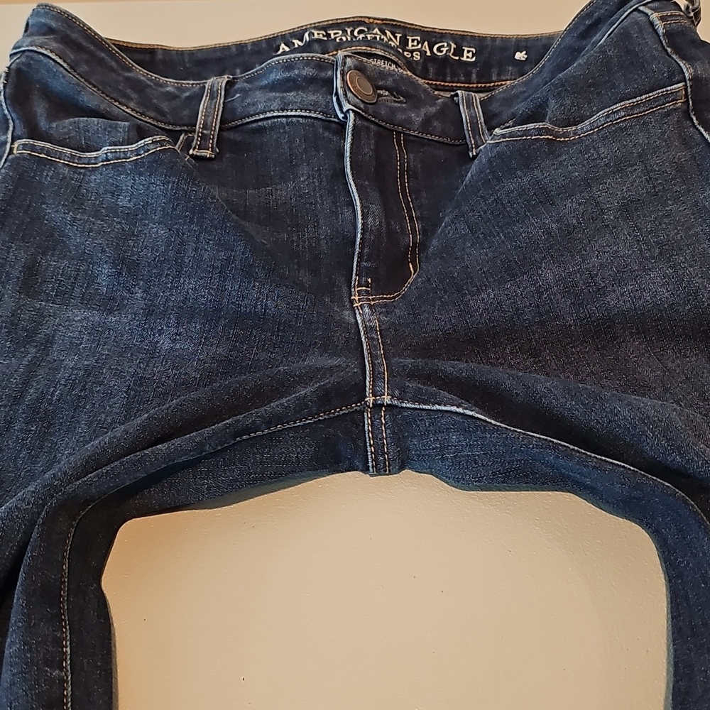 American Eagle Size 6 Super Stretch X Dark Blue Skinny Jeggings - Picture 5 of 8